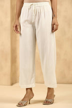 Juniper Women's Off-White Rayon Gold Printed Wide Leg Palazzo - Distacart