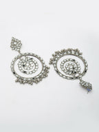 NVR Women's Silver-Toned Mirror Work Oxidised Contemporary Drop Earrings - Distacart