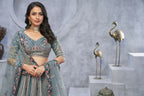 Kesar Fab Grey Organza Hand_Woven Lehenga