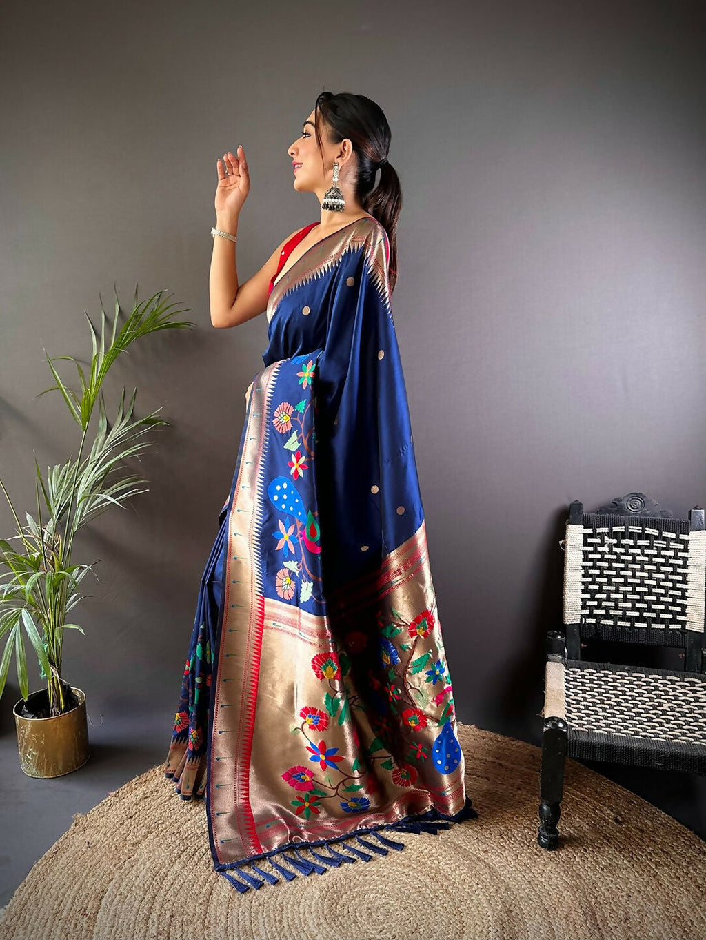 Joban Fashion Red Motifs Paithani Sarees