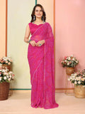 Pink Georgette Designer Printed Ready To Wear Saree - Elite