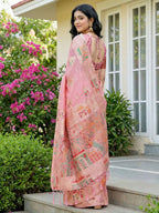 Shree Shyam Fashion Pink Linen Cotton Saree - Distacart