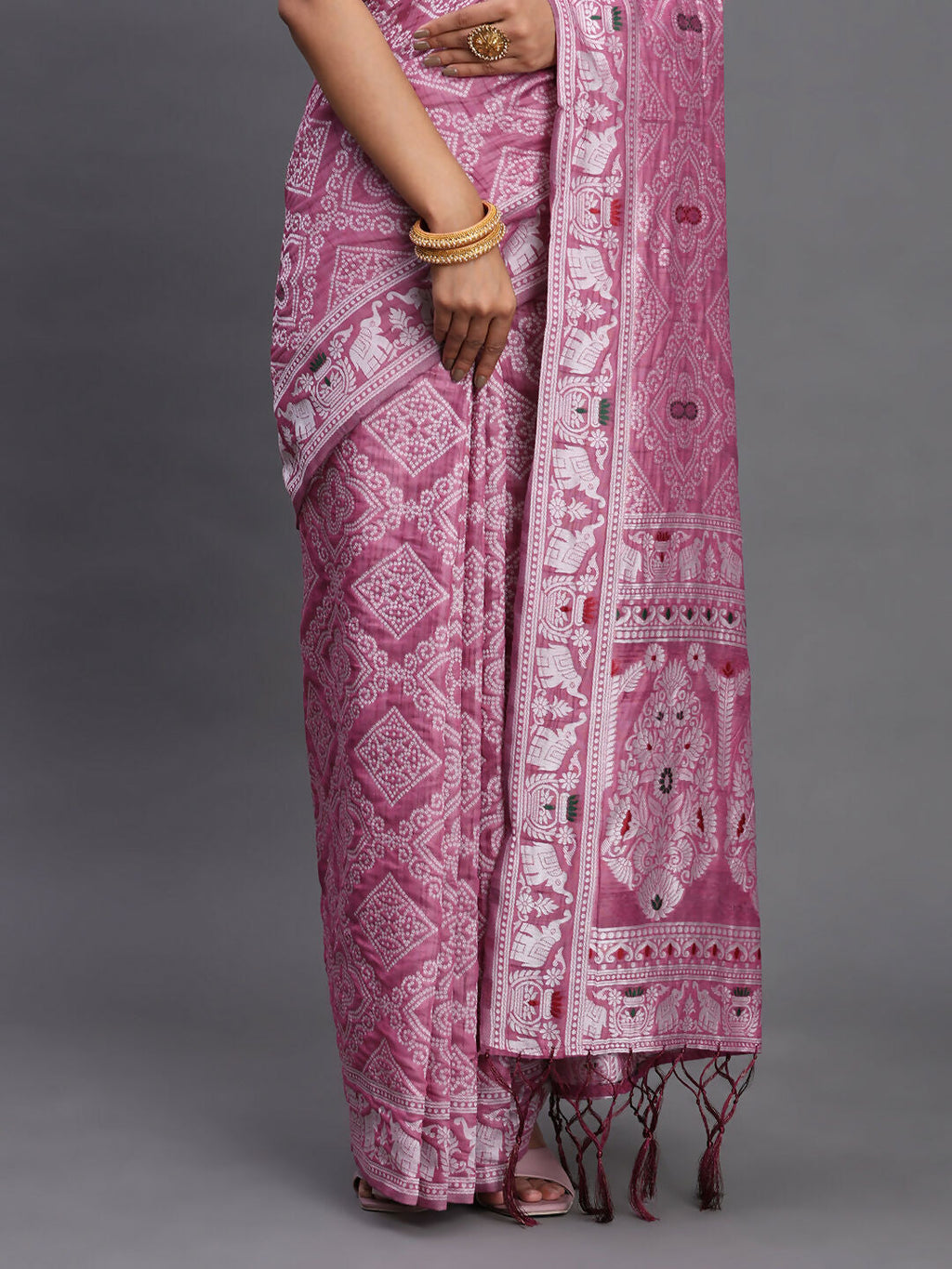 Shree Shyam Fashion Linen Cotton Purple Saree - Distacart