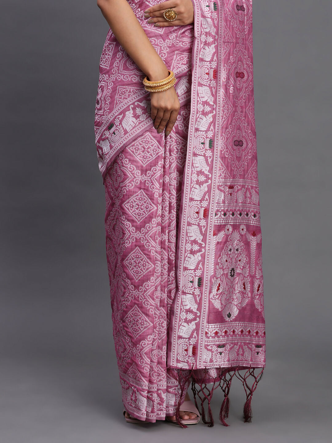 Shree Shyam Fashion Linen Cotton Purple Saree - Distacart