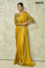 Mustard Silk Solid Designer Saree with Blouse - Purvi