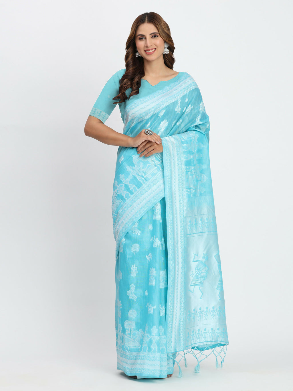 Shree Shyam Fashion Linen Cotton Grey Saree - Distacart