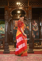 Very Much Indian Handloom Cotton Viscose Ilkal Saree Bright Mustard Yellow With Red Border - Distacart