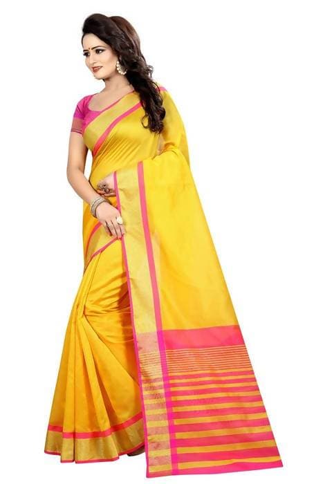 Vamika Yellow Cotton Silk Weaving Saree (MASTANI WAEVING SAREE) - Distacart