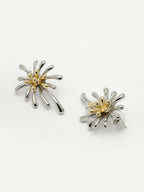 NVR Women's Set of 2 Silver & Gold Brass-Plated Floral Shape Drop Earrings - Distacart