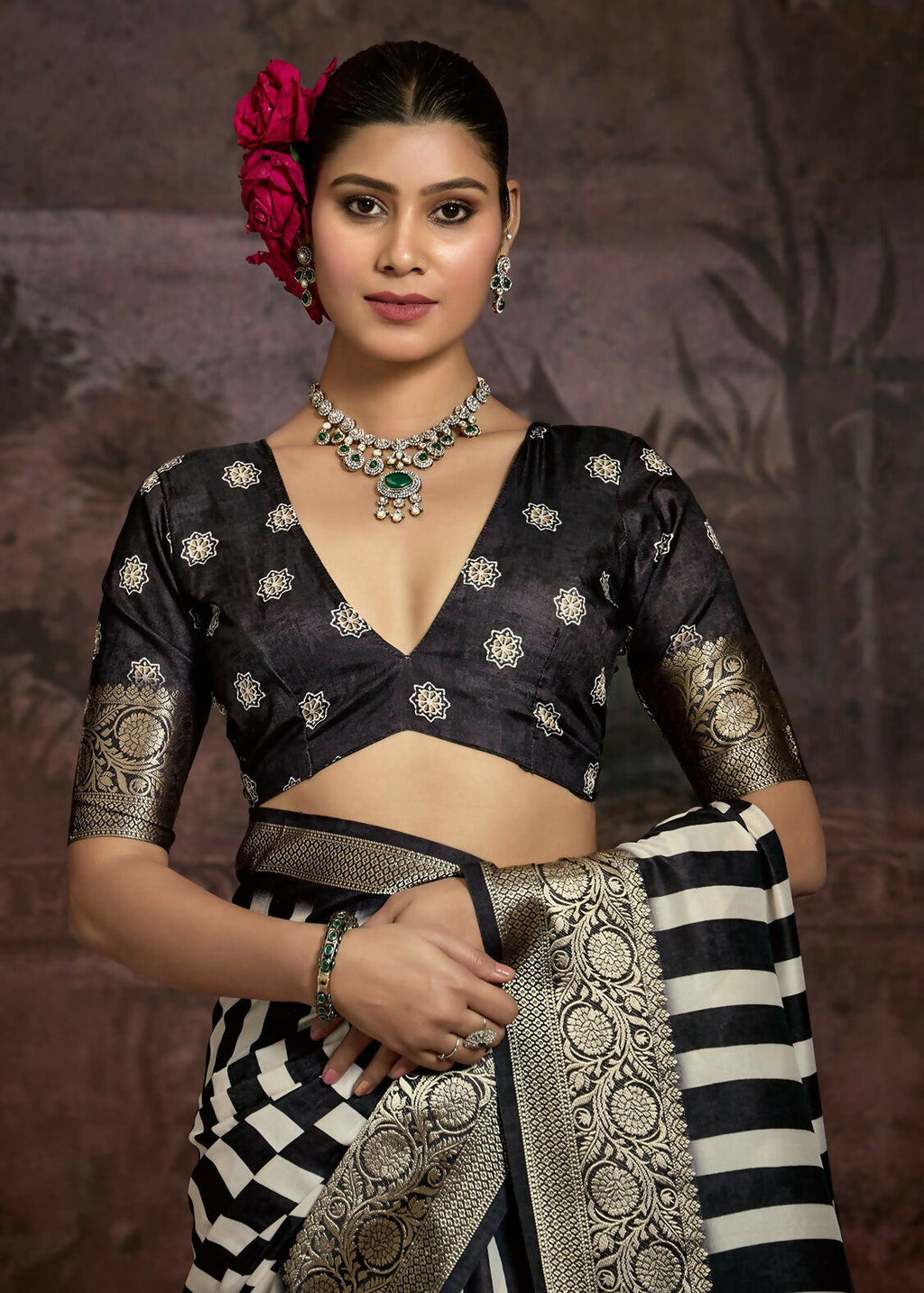 Joban Fashion Multicolor Art Silk With Fine Viscose Border Ajrak Full Body Print With Soft Finish Saree - Distacart
