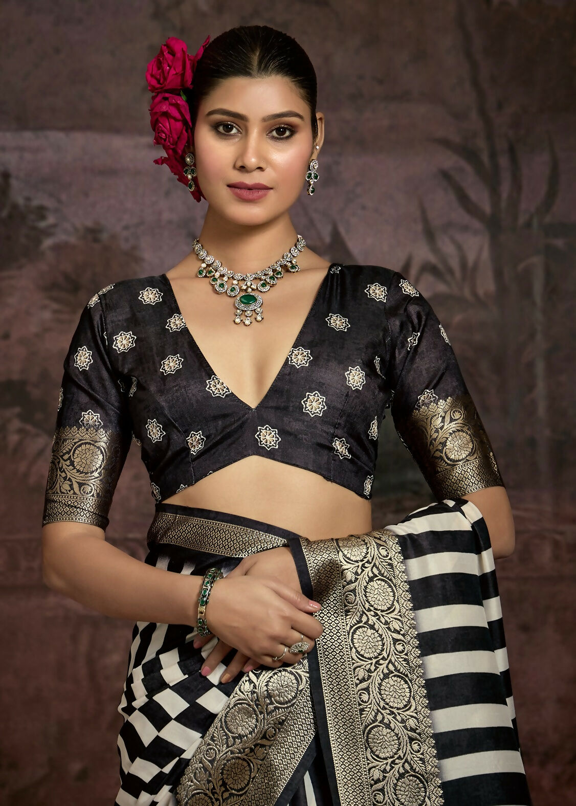Joban Fashion Multicolor Art Silk With Fine Viscose Border Ajrak Full Body Print With Soft Finish Saree - Distacart