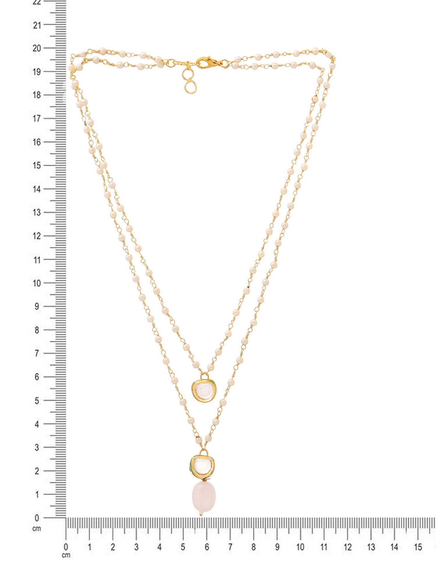 Ruby Raang Pink Onyx and Kundan Necklace
