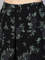 Ahalyaa Black Georgette Crepe Printed Top Palazzo Set With Jacket - Distacart