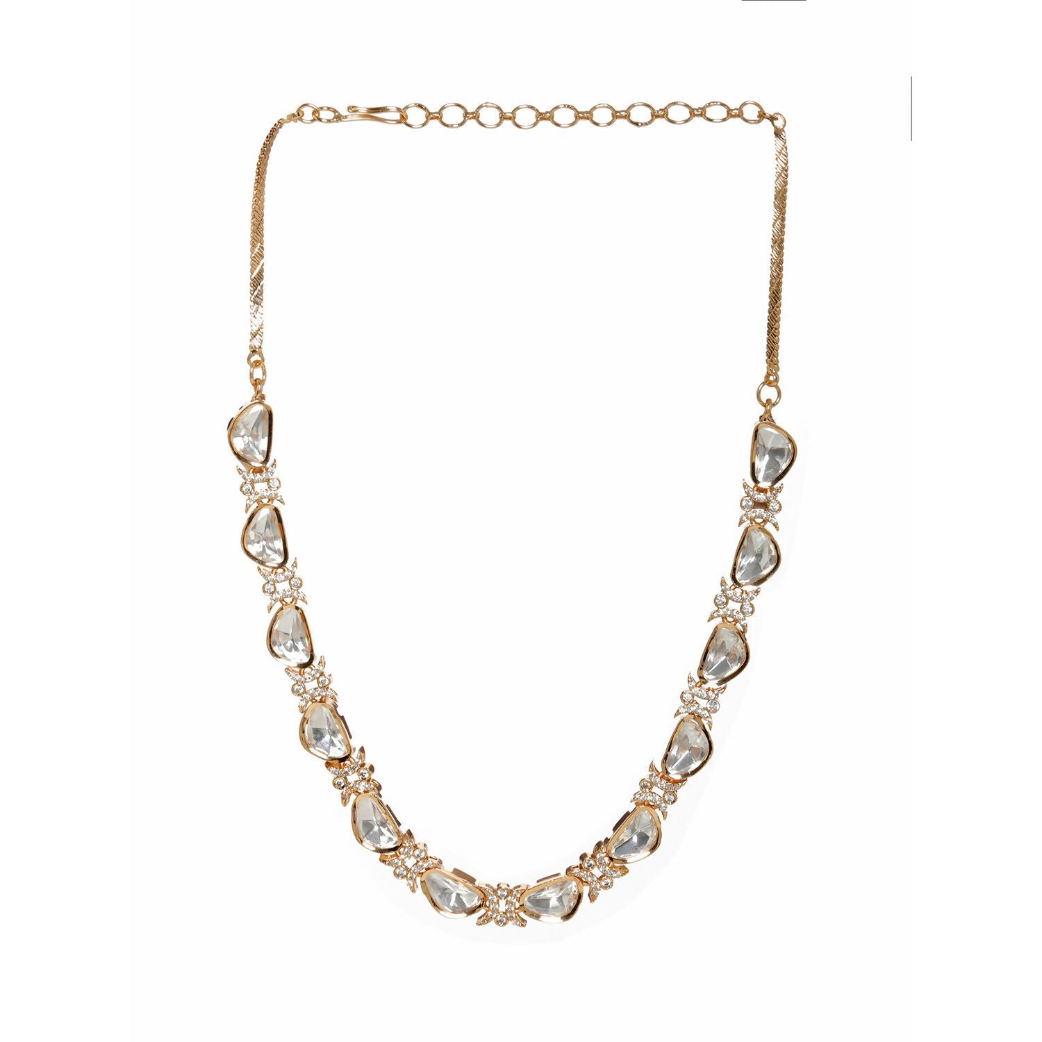 Kundan and Daimond Neckpiece (Gold) - Ruby Raang