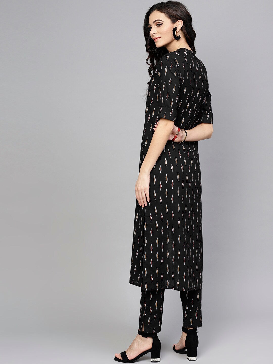 Antaran Black Pure Cotton Printed Kurta Pant Set - Distacart