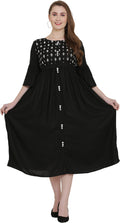 PAVONINE Black Color Embroidery Work With Button Dress For Women - Distacart