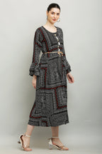 PAVONINE Black Color White Printed Kurta For Women - Distacart
