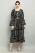 PAVONINE Black Color White Printed Kurta For Women - Distacart