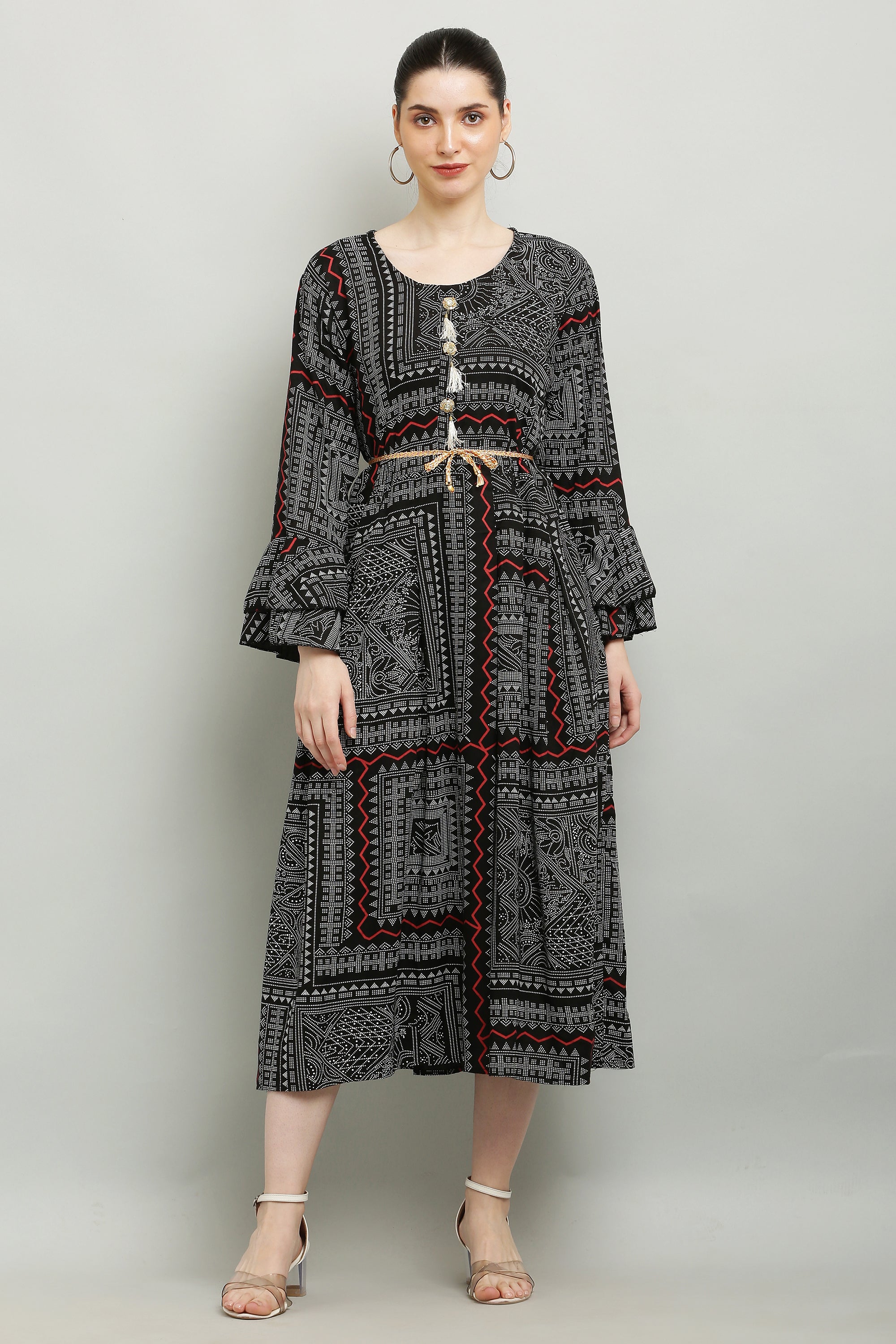 PAVONINE Black Color White Printed Kurta For Women - Distacart