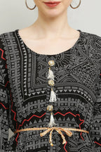 PAVONINE Black Color White Printed Kurta For Women - Distacart