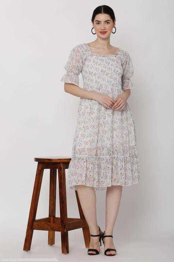 PAVONINE White Color Georgette Fabric Body Kansai Midi For Girls - Distacart
