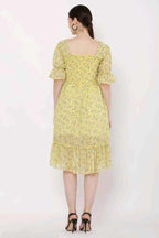 PAVONINE Yellow Color Georgette Fabric Body Kansai Midi For Girls - Distacart
