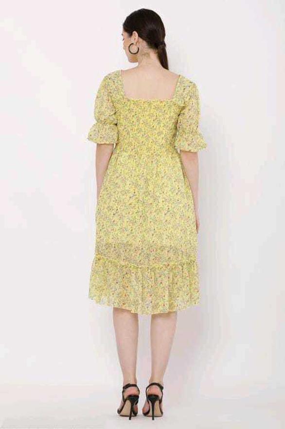 PAVONINE Yellow Color Georgette Fabric Body Kansai Midi For Girls - Distacart