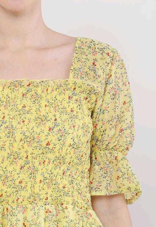 PAVONINE Yellow Color Georgette Fabric Body Kansai Midi For Girls - Distacart