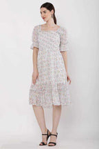 PAVONINE White Color Georgette Fabric Body Kansai Midi For Girls - Distacart