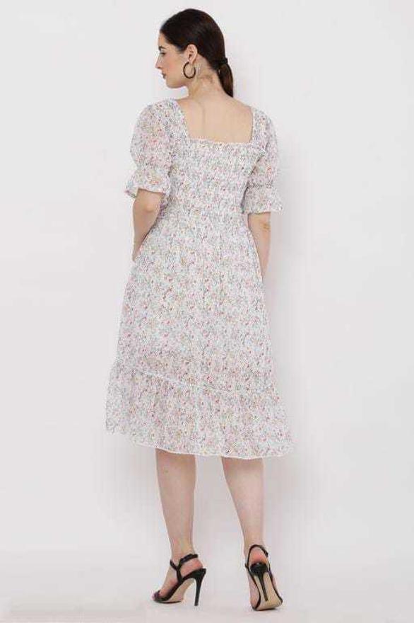 PAVONINE White Color Georgette Fabric Body Kansai Midi For Girls - Distacart