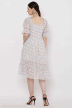 PAVONINE White Color Georgette Fabric Body Kansai Midi For Girls - Distacart