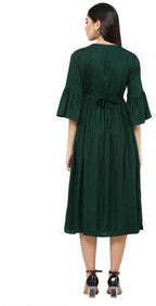 PAVONINE Bottle Green Color Embroidery Work With Button Dress For Women - Distacart