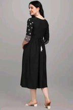 PAVONINE Black Color Burfi Design Embroidery Dress For Women - Distacart