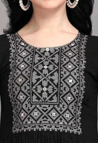 PAVONINE Black Color Burfi Design Embroidery Dress For Women - Distacart