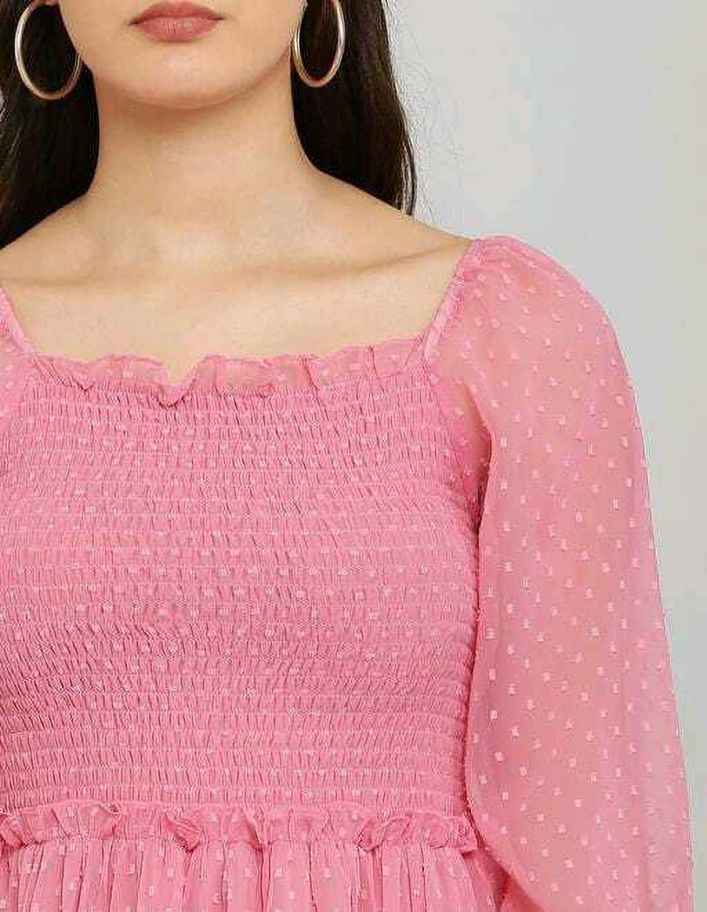 PAVONINE Buta-Design With Square-Neck Peach Dress For Girls & Women - Distacart