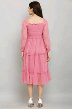PAVONINE Buta-Design With Square-Neck Peach Dress For Girls & Women - Distacart