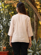 Juniper Women Nude Rayon Solid with Embroidered Tunic