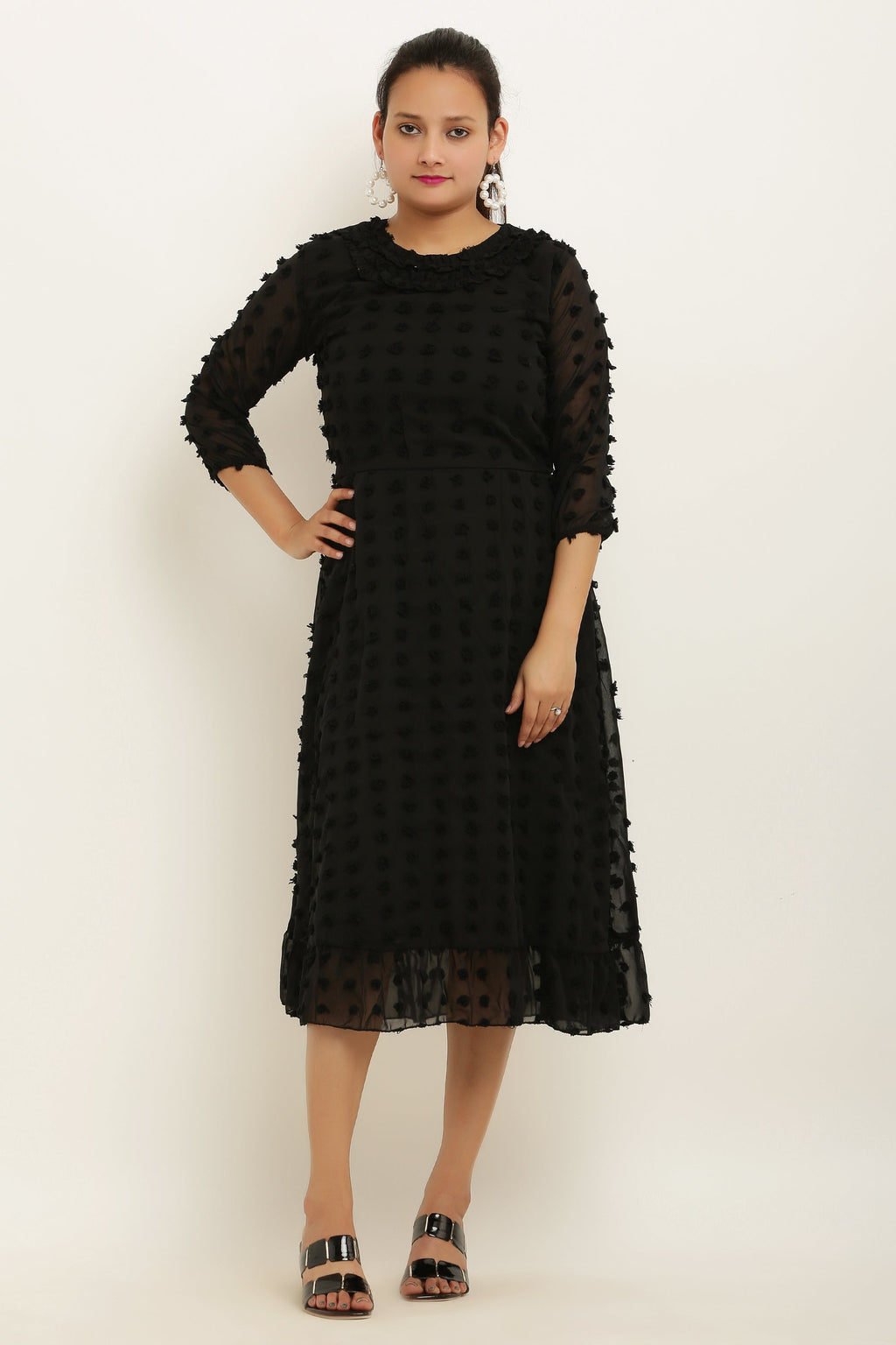 PAVONINE Buta-Design Black Dress For Girls & Women - Distacart