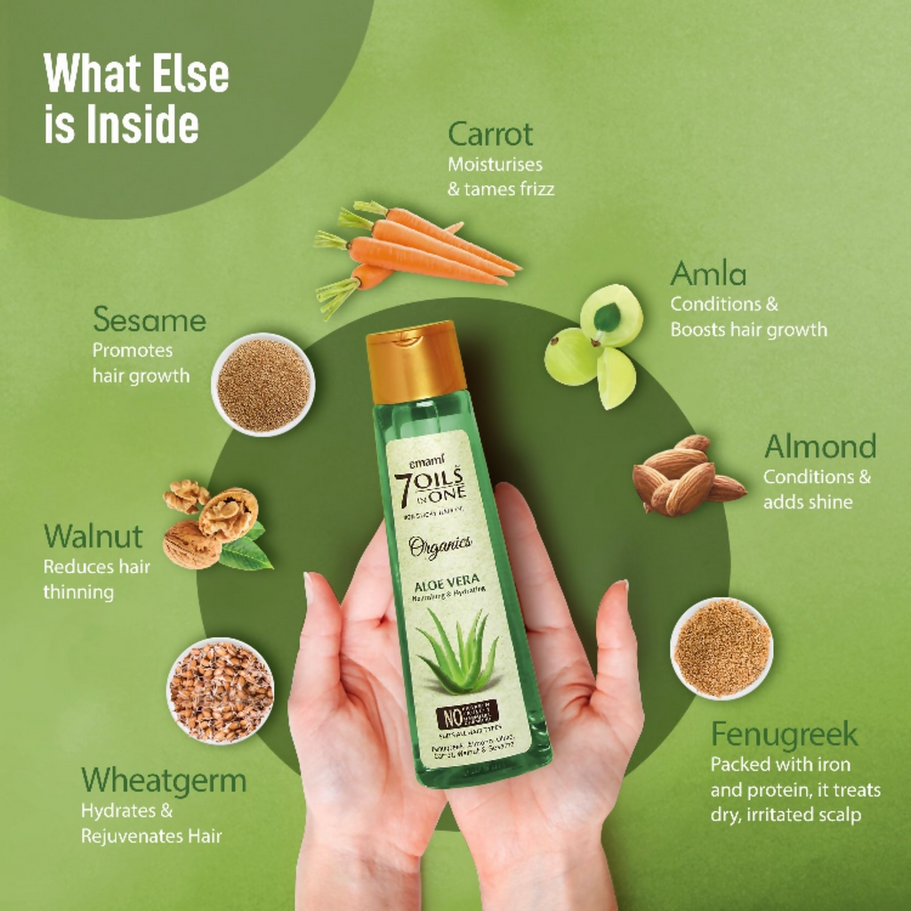 Emami 7 Oils In One Organics Aloe Vera Hair Oil - Distacart