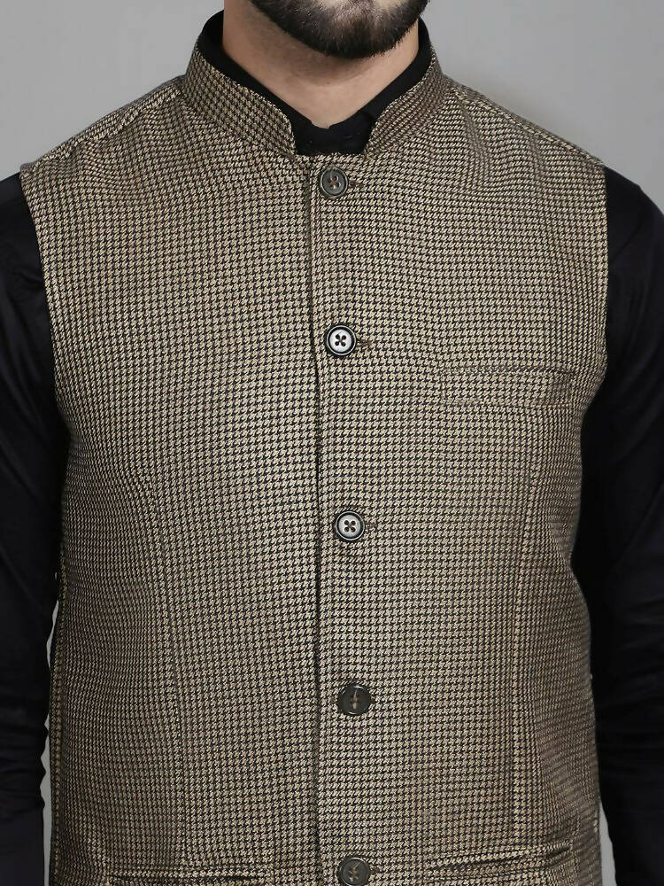 Even Apparels Nehru Jacket With Welt Pockets - Beige