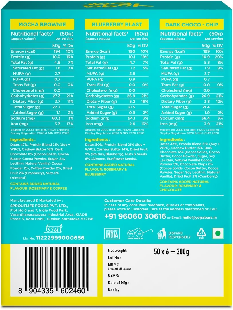 Yoga Bar Protein Variety Pack Protein Bars Protein Choco Peanut Butter Minis Bar - Distacart