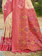 Shree Shyam Fashion Cream Soft Silk Saree - Distacart