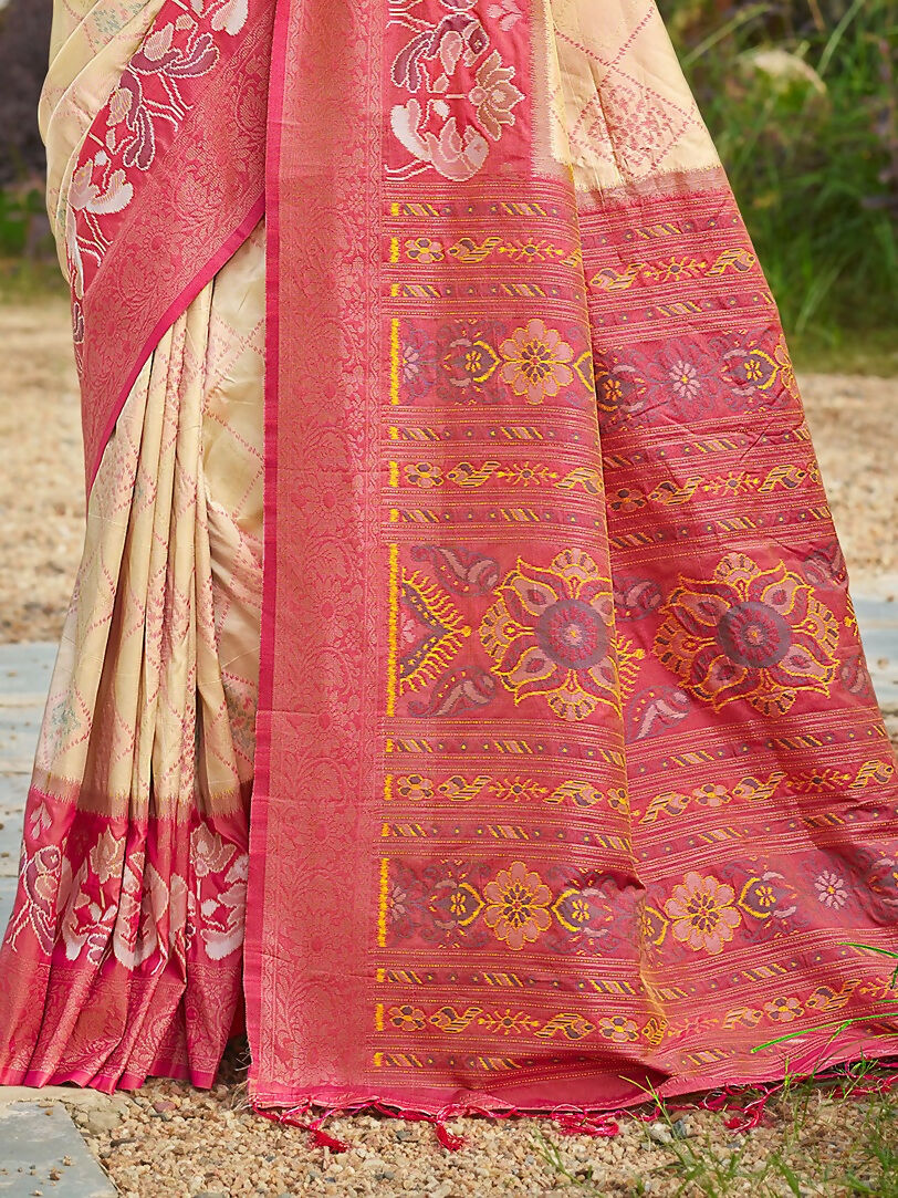 Shree Shyam Fashion Cream Soft Silk Saree - Distacart