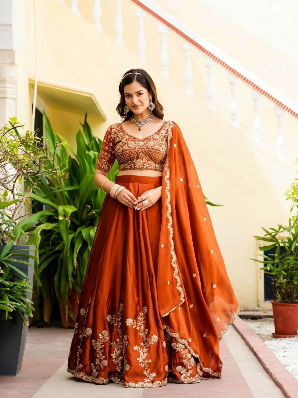 Lehenga Mart Designer Indian Wedding Lehenga Choli-Rusty - Distacart