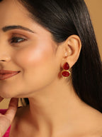 Nuyug 22K Gold Plated Red Embrace Earrings - Distacart