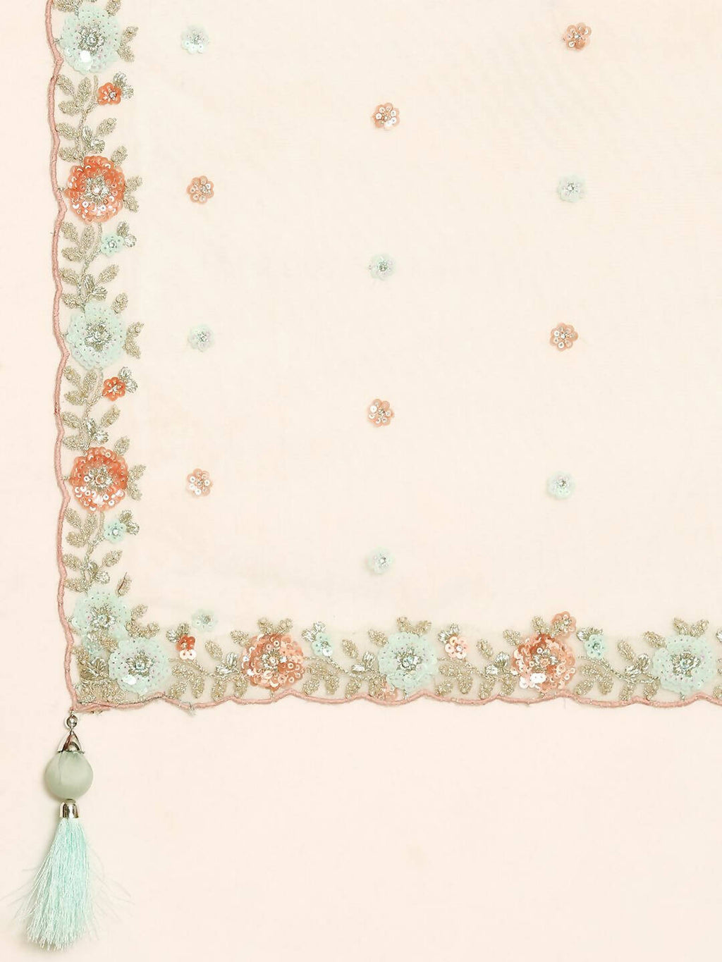 House of Panchhi Sea Green Net Sequins and Zarkan embroidery Lehenga choli & Dupatta