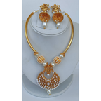 White Kemp Ganesh Temple Neckalce Set