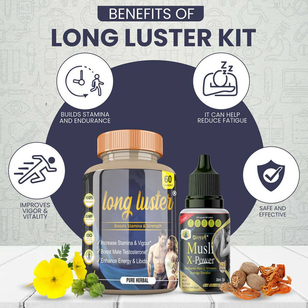 Divya Shree Long Luster Capsule & Musli X-Power Oil Combo - Distacart