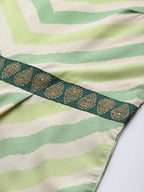 Ahalyaa Off White & Green Zig Zag Print Basic Jumpsuit - Distacart