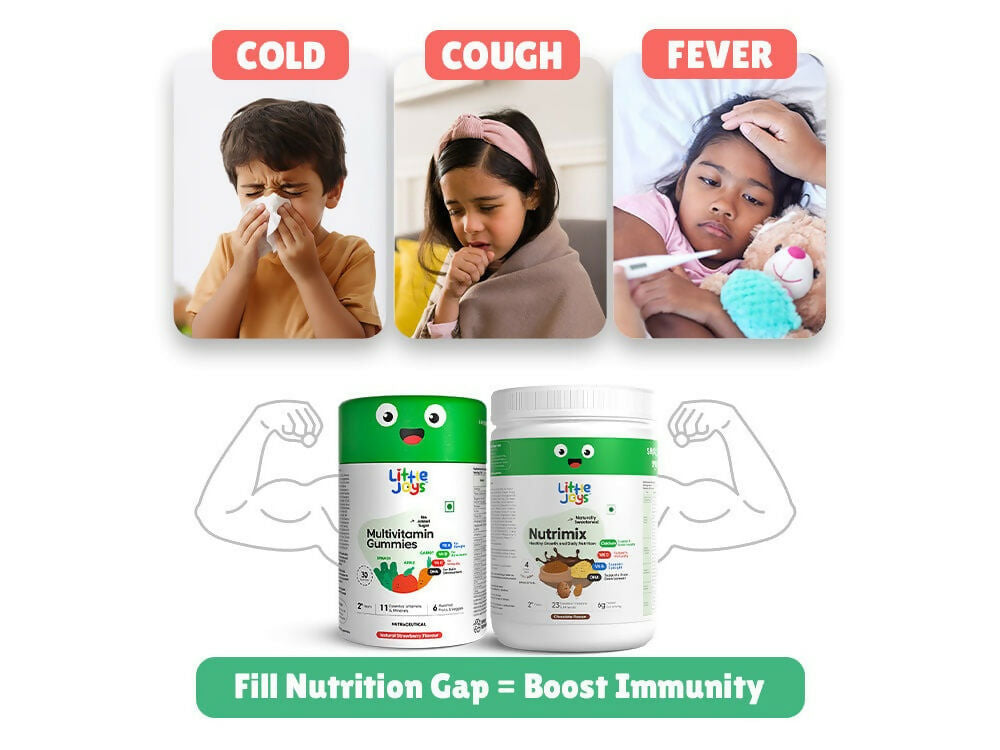 Little Joys Nutrimix Nutrition Powder Kulfi Almond + Multivitamin Gummies Combo - Distacart
